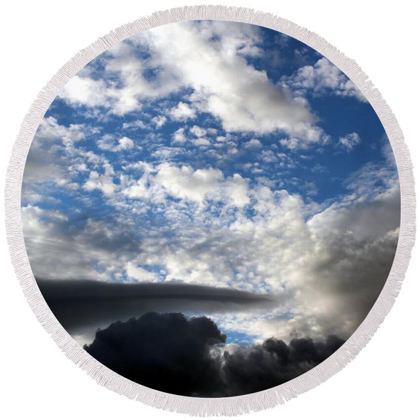 Clouds Round Beach Towel featuring the photograph There's Always a Promise by Jo Sheehan