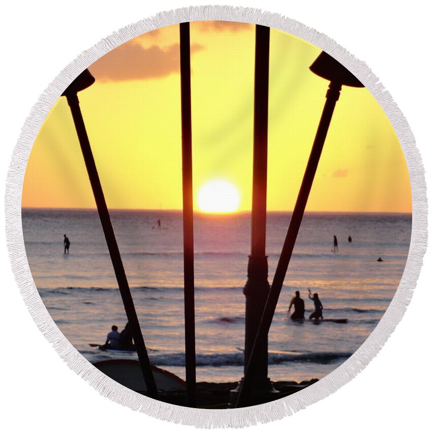 Sunset Round Beach Towel featuring the photograph Torched Sunset by Robert Meyers-Lussier