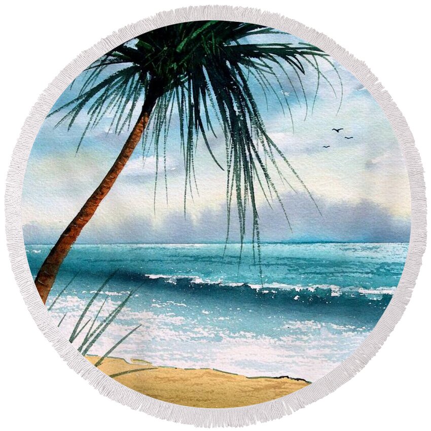 Ocea Round Beach Towel featuring the painting Tropic Ocean by Frank SantAgata