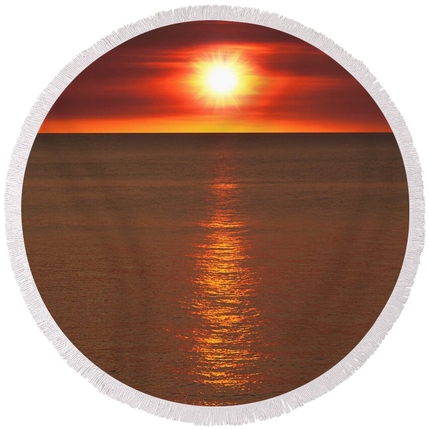 Tropical Round Beach Towel featuring the photograph Tropical Sunset V2 by Douglas Barnard