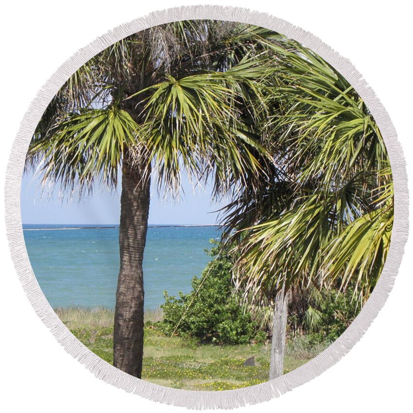 Palm Trees Round Beach Towel featuring the photograph Tropicals by Kim Galluzzo Wozniak