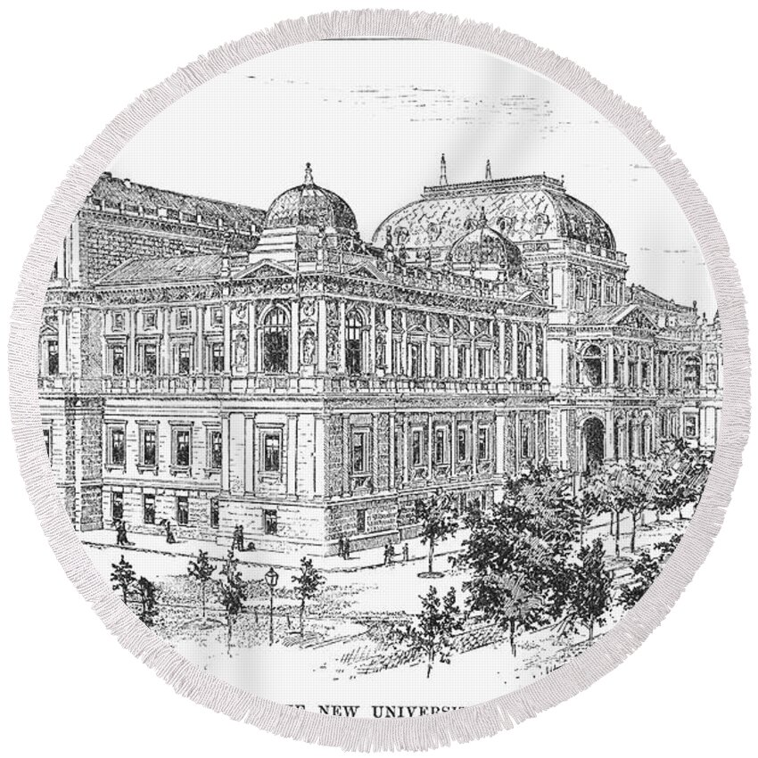 1889 Round Beach Towel featuring the photograph Vienna: University, 1889 by Granger