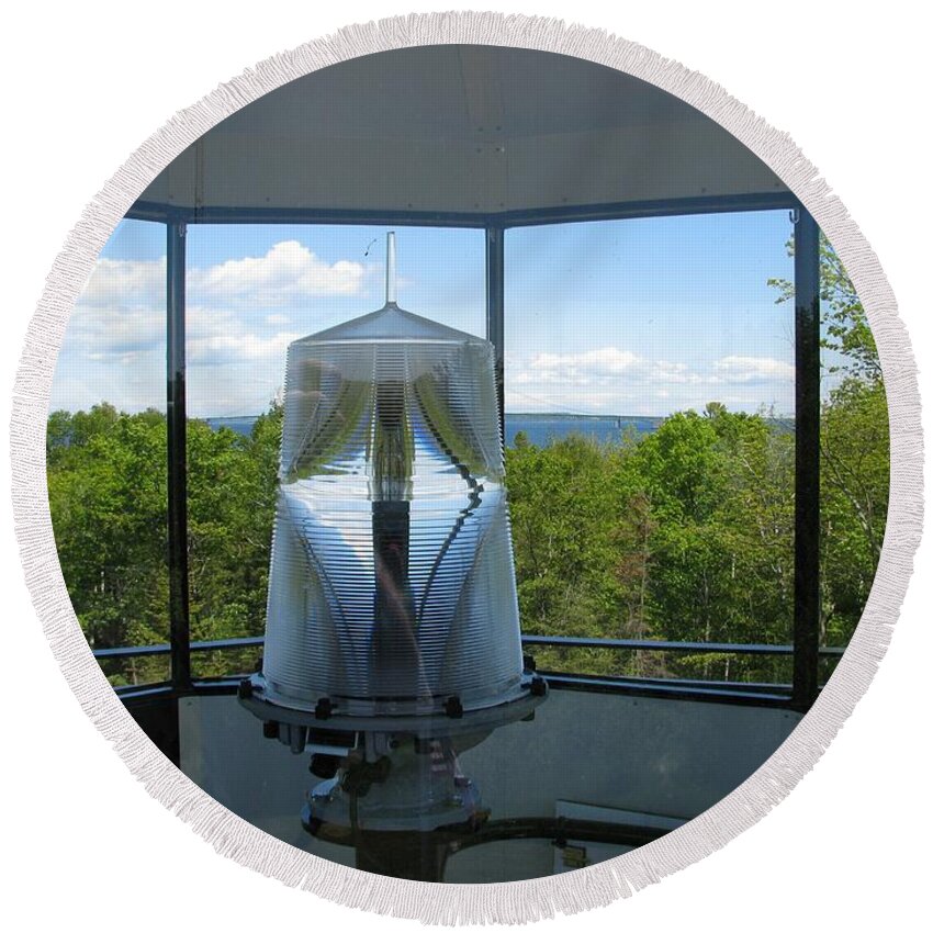 Mcgulpin Point Lighthouse Round Beach Towel featuring the photograph View From The Top by Keith Stokes