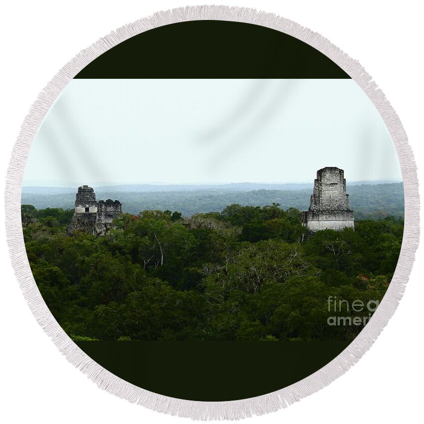 Guatemala Round Beach Towel featuring the photograph View From the Top of the World by Kathy McClure