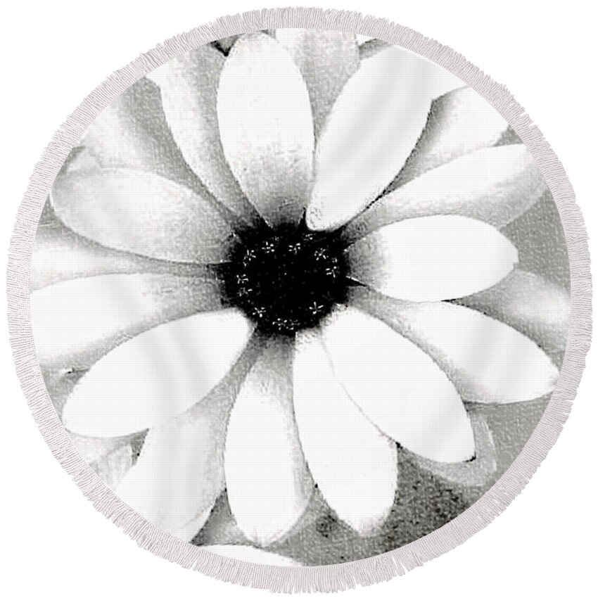Daisy Round Beach Towel featuring the photograph White Daisy by Tammy Espino