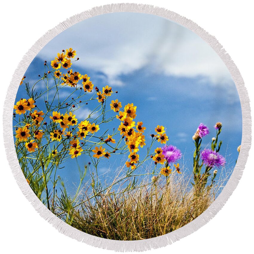 Wildflower Round Beach Towel featuring the photograph Wildflower Weed by Tamyra Ayles