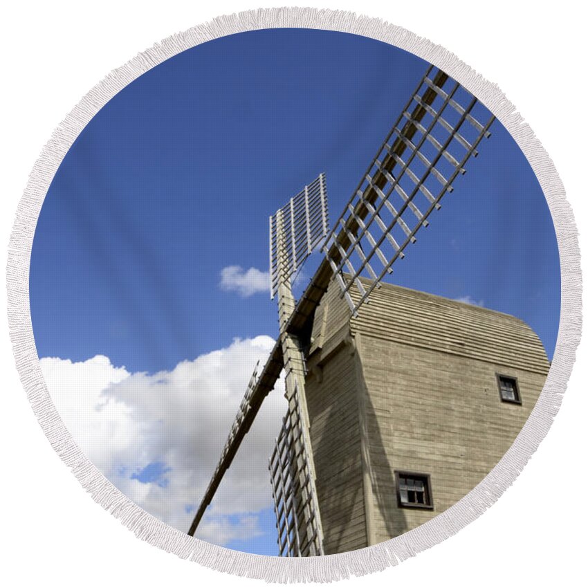Windmill Round Beach Towel featuring the photograph Windmill 7 by Bob Christopher