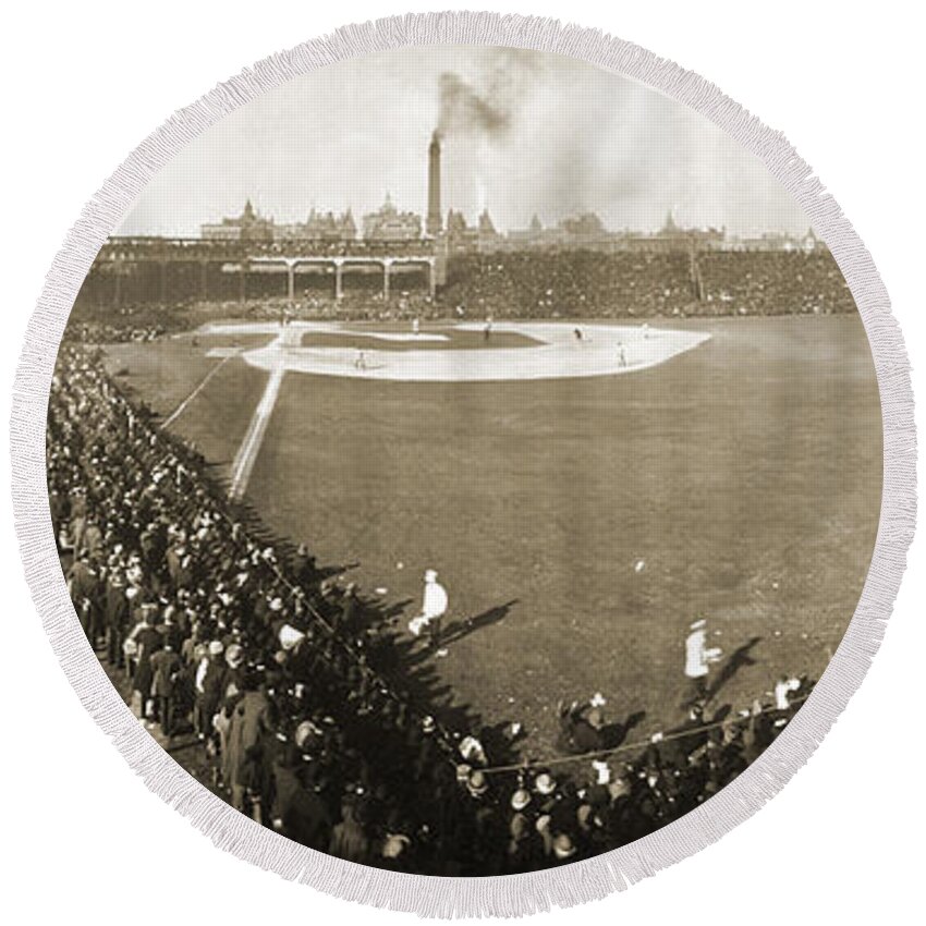 1906 Round Beach Towel featuring the photograph World Series, 1906 by Granger