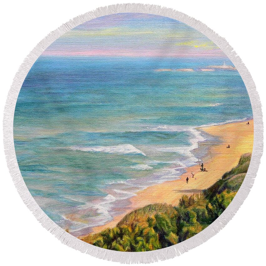 Painting Shore Round Beach Towel featuring the painting   The breath of the sea... #1 by Maya Bukhina