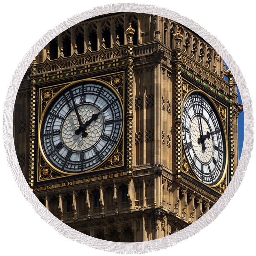 Big Ben Round Beach Towel featuring the photograph Palace of Westminster #1 by Chris Day