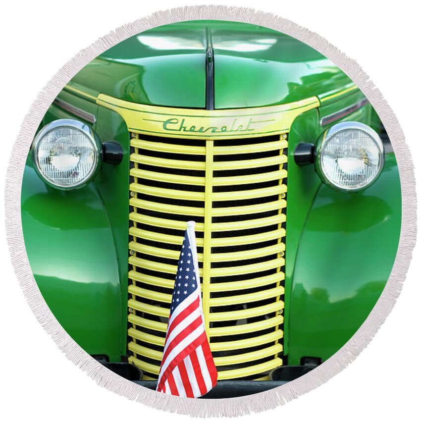 Classic Round Beach Towel featuring the photograph 1940 Chevrolet truck by George Robinson