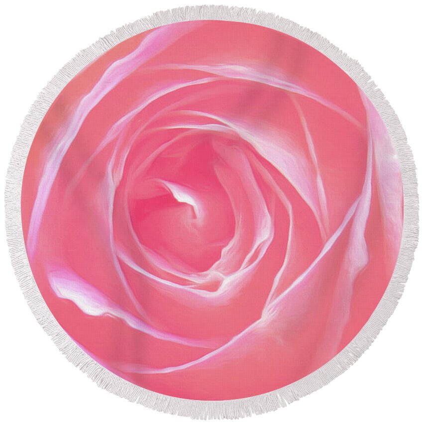 Flowers-abstract Art Round Beach Towel featuring the photograph A Pink Rose #1 by Scott Cameron