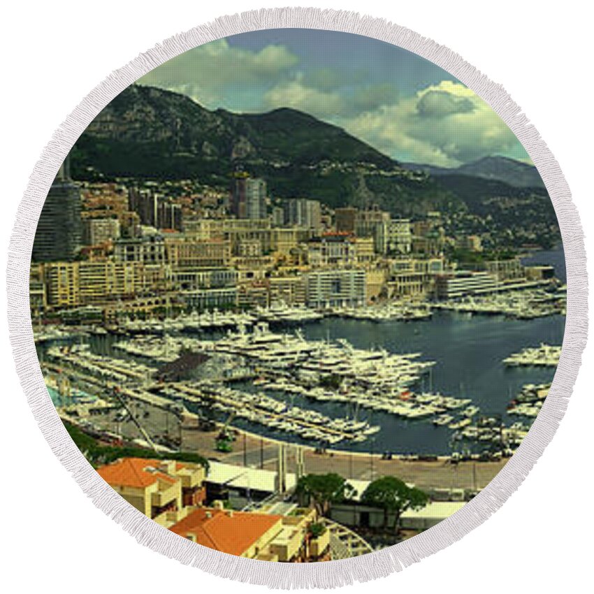 Monte Carlo Round Beach Towel featuring the photograph A View Of Monte Carlo #1 by Mountain Dreams