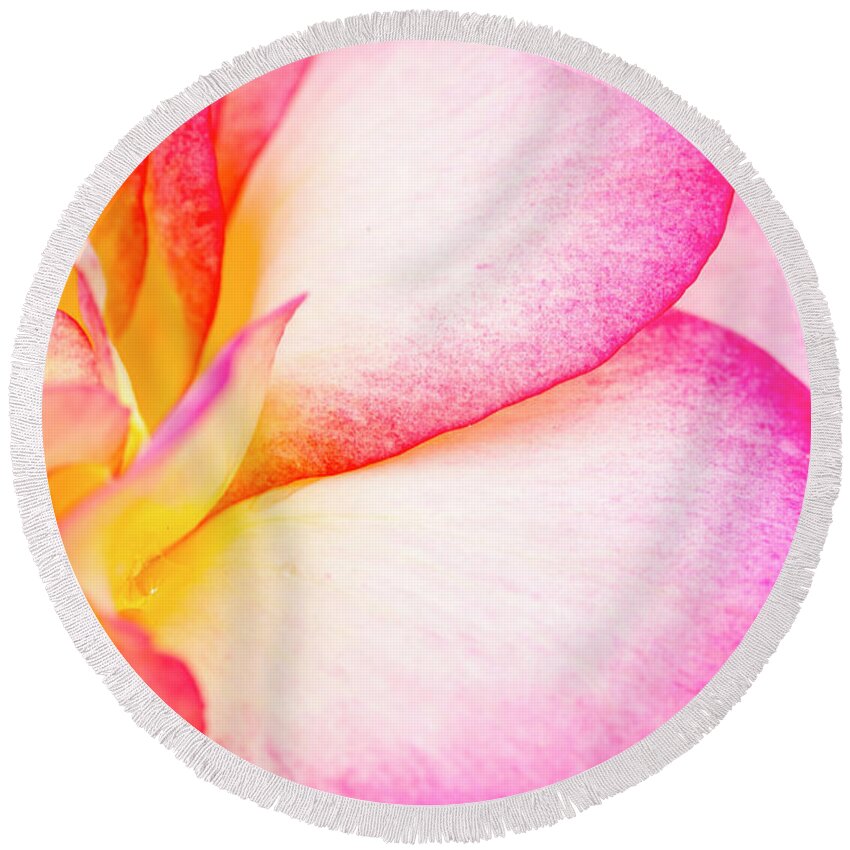 Valentine Round Beach Towel featuring the photograph Abstract Rose Petals #1 by Teri Virbickis