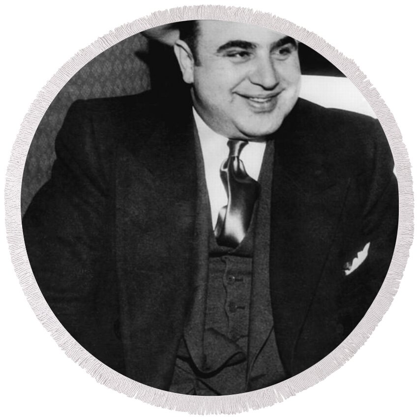 Al Capone Round Beach Towel featuring the photograph Al Capone by American School