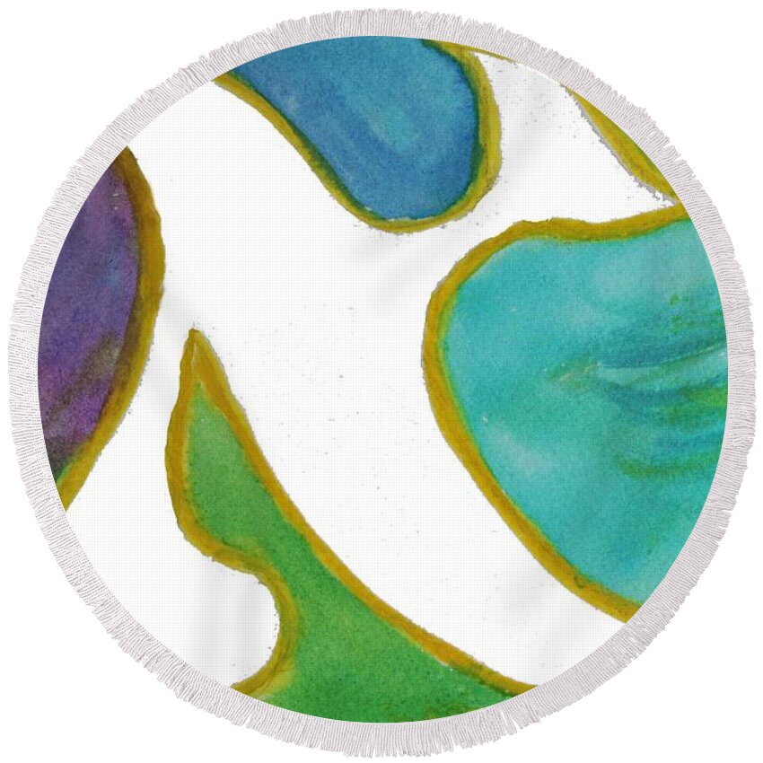 Aleph Round Beach Towel featuring the painting Aleph Alive #1 by Hebrewletters SL