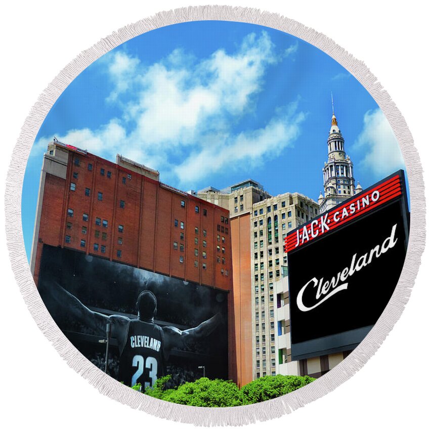 Cle Round Beach Towel featuring the photograph All In Cleveland by Kenneth Krolikowski