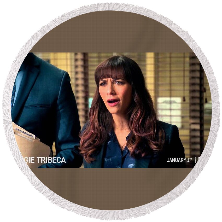Angie Tribeca Round Beach Towel featuring the digital art Angie Tribeca #1 by Super Lovely