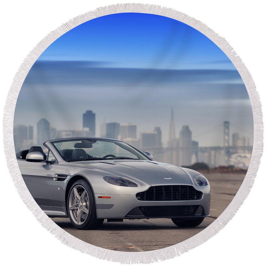 Aston Round Beach Towel featuring the photograph #AstonMartin #Print #1 by ItzKirb Photography