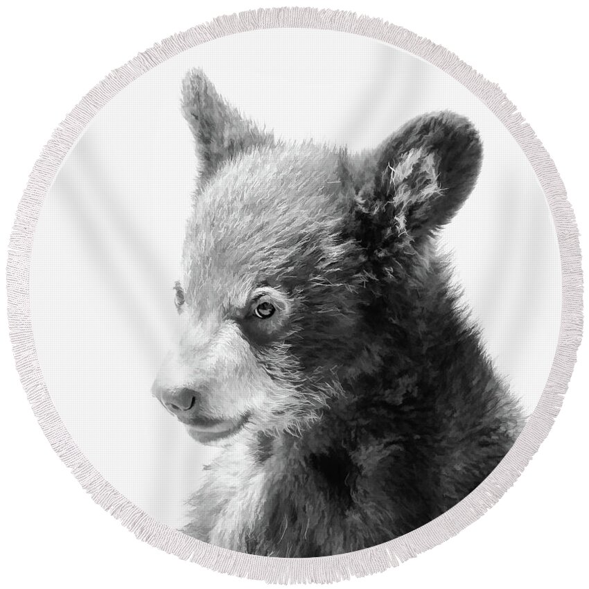 Cub Round Beach Towel featuring the photograph Baby Bear Cub #1 by Athena Mckinzie
