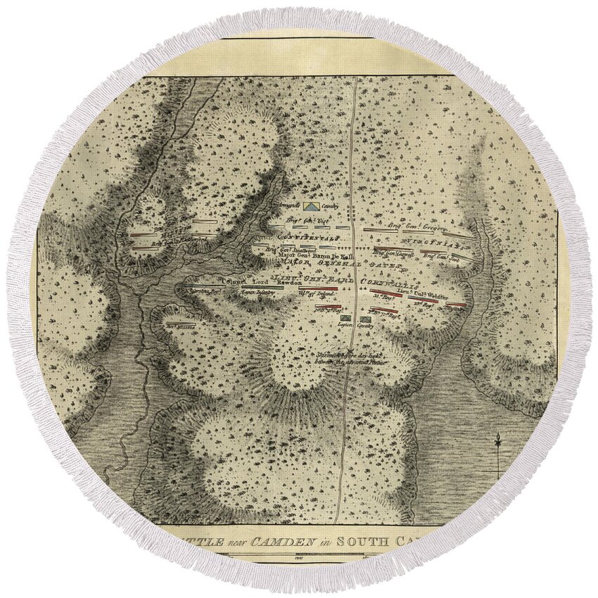 Map Round Beach Towel featuring the photograph Battle of Camden by Dale Powell