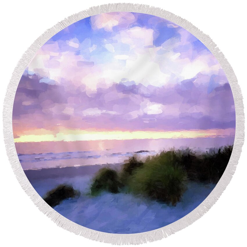 Beach Round Beach Towel featuring the digital art Beach Sawgrass #1 by Gary Grayson