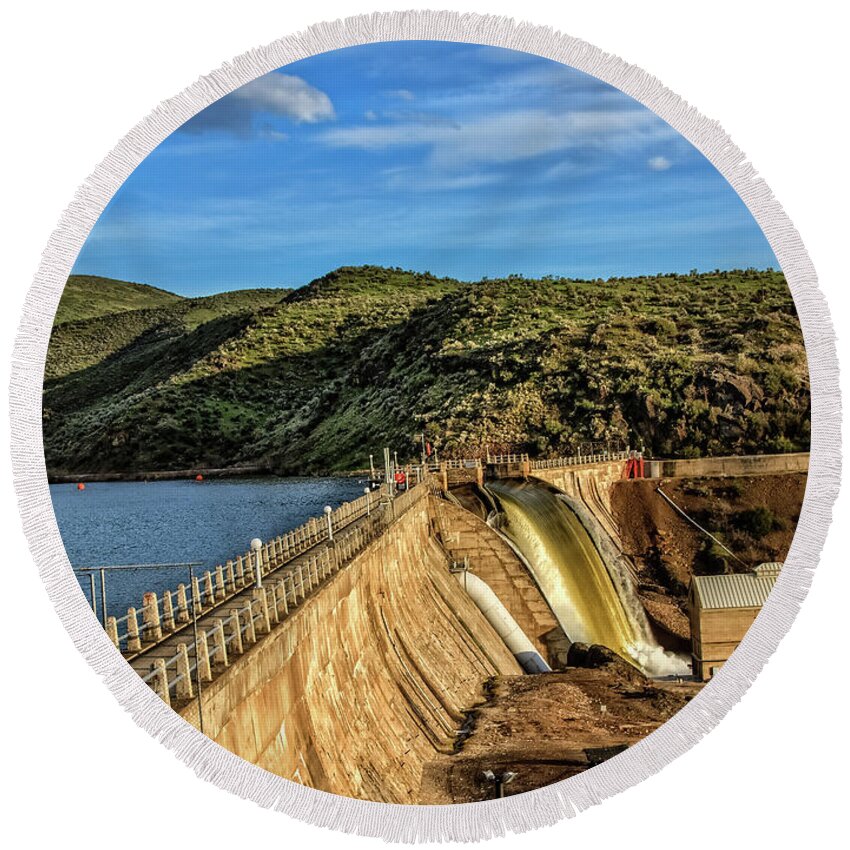 Dam Round Beach Towel featuring the photograph Black Canyon Dam #2 by Robert Bales