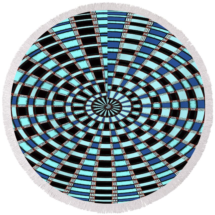 Blue And Black Abstract Round Beach Towel featuring the digital art Blue And Black Abstract #1 by Tom Janca