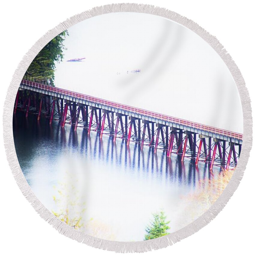 Bridge Round Beach Towel featuring the photograph Bridging Over by Merle Grenz