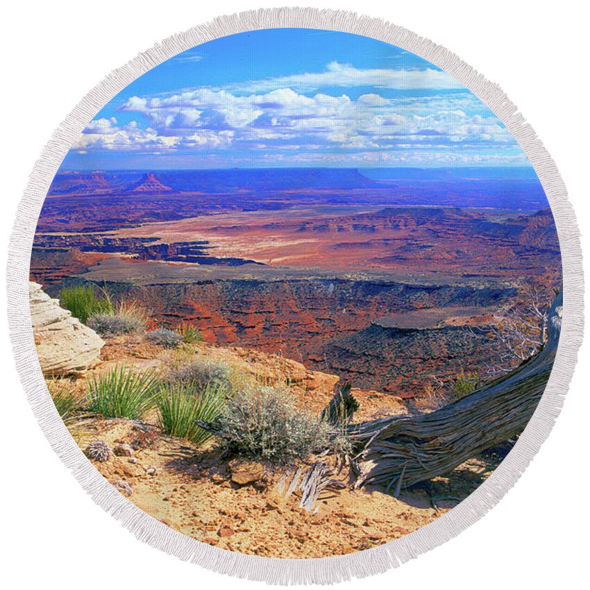 Utah Round Beach Towel featuring the photograph Canyonlands #1 by Frank Houck