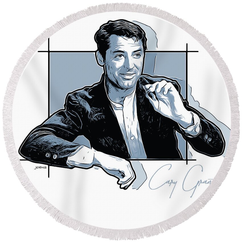 Cary Grant Round Beach Towel featuring the digital art Cary Grant by Greg Joens