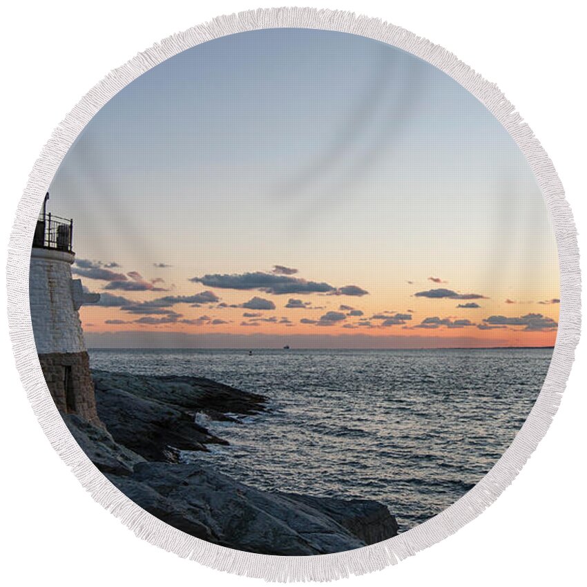 Travel Round Beach Towel featuring the photograph Castle Hill Light Newport Rhode Island #1 by Jason O Watson
