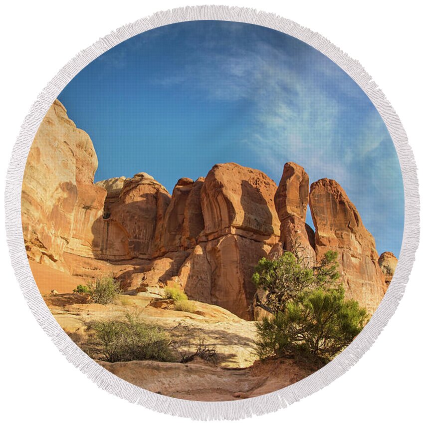 Canyonlands National Park Round Beach Towel featuring the photograph Chesler sunset #1 by Kunal Mehra