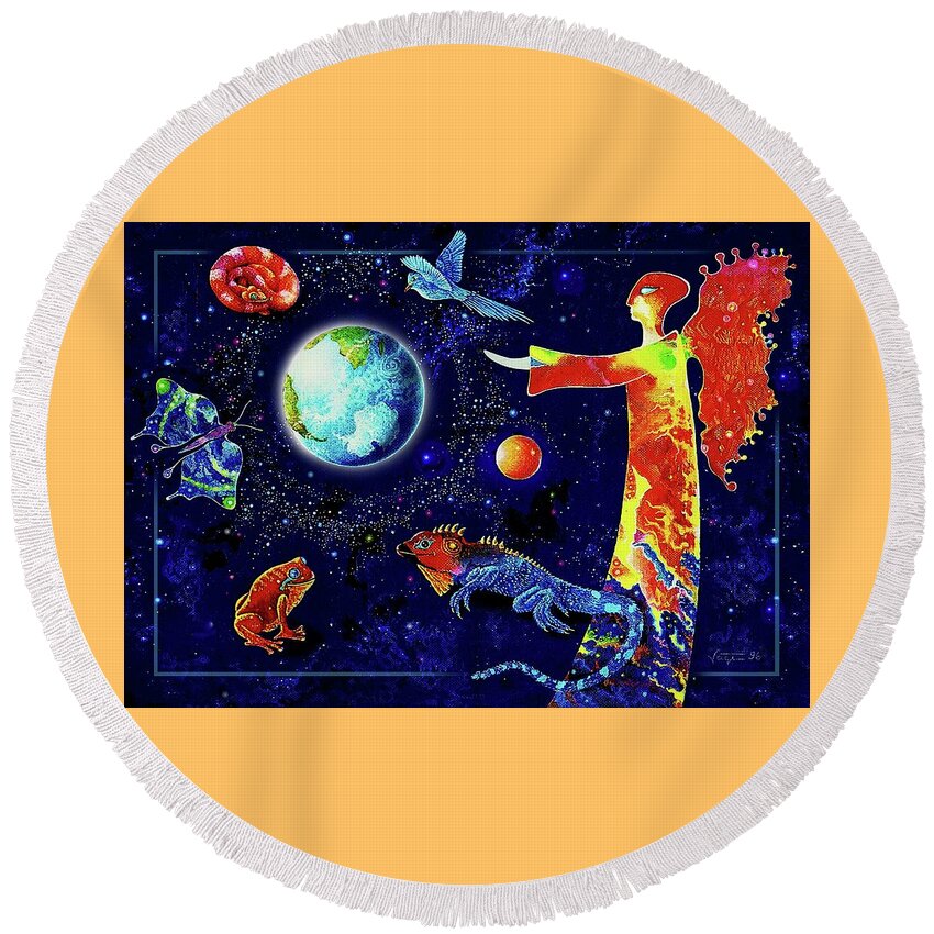 Circle Round Beach Towel featuring the painting CIRCLE of LIFE #2 by Hartmut Jager
