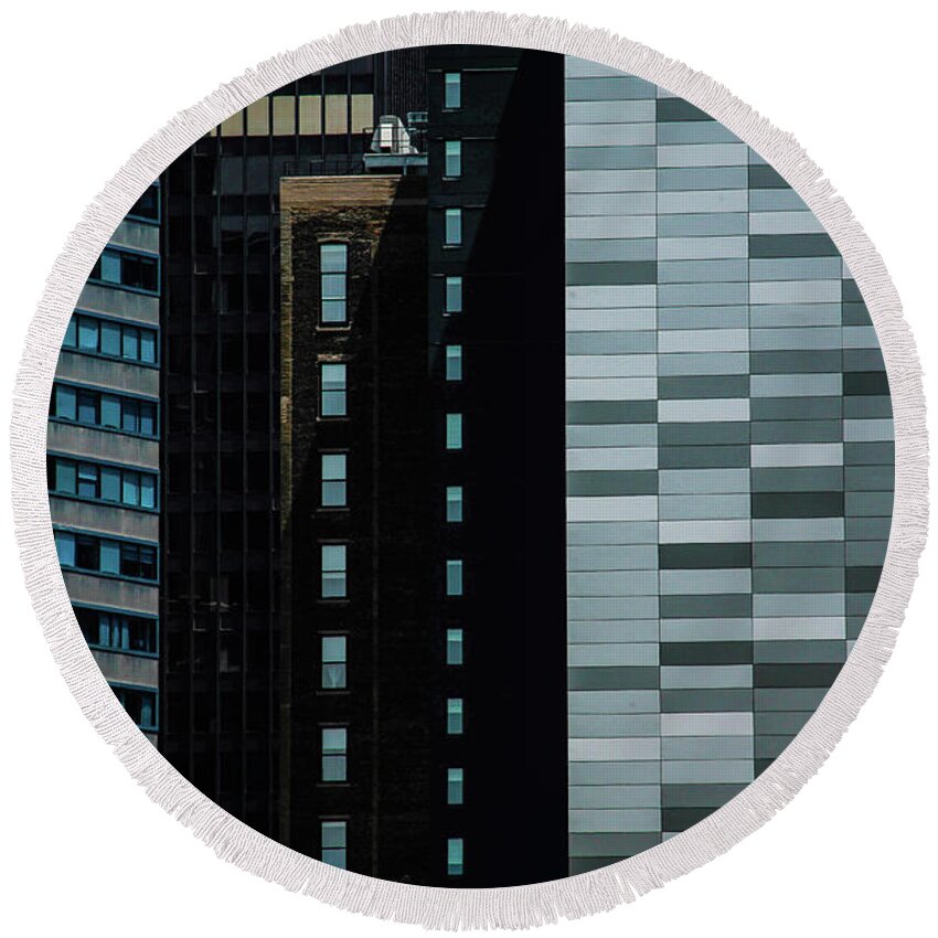 Abstract Round Beach Towel featuring the photograph City Perspective #1 by Michael Nowotny