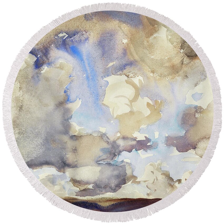 Clouds Round Beach Towel featuring the painting Clouds #2 by John Singer Sargent