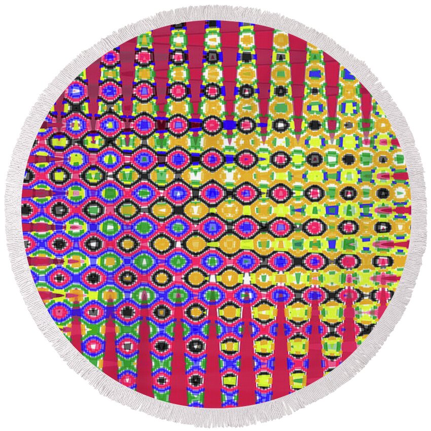 Color Squares Abstract Round Beach Towel featuring the digital art Color Squares Abstract #1 by Tom Janca