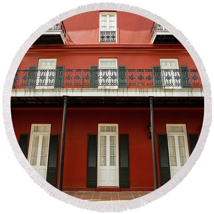 Bourbon Street Round Beach Towel featuring the photograph Colors of New Orleans #1 by Raul Rodriguez