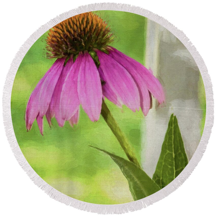 Flower Round Beach Towel featuring the photograph Cone Flower #1 by Cathy Kovarik