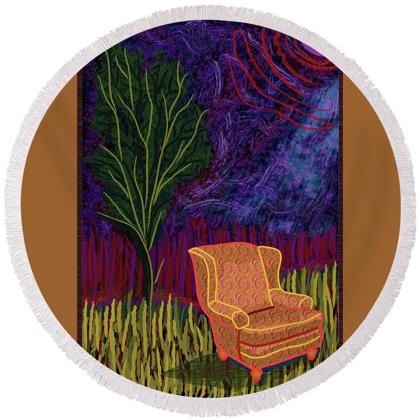 Digital Round Beach Towel featuring the digital art Dave's Chair #1 by Rod Whyte