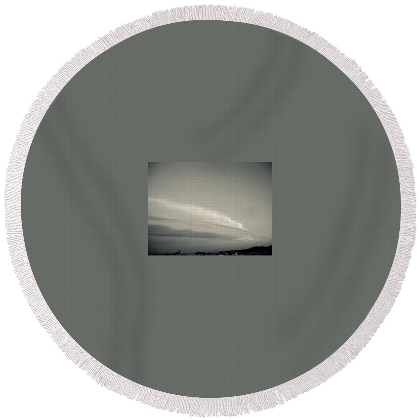 Color To B+w Round Beach Towel featuring the photograph Dusk #1 by Roger Cummiskey