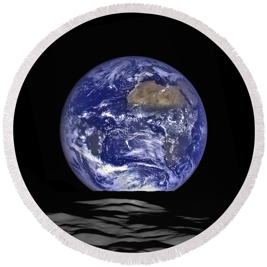 Earth Round Beach Towel featuring the photograph Earthrise #2 by Mark Kiver