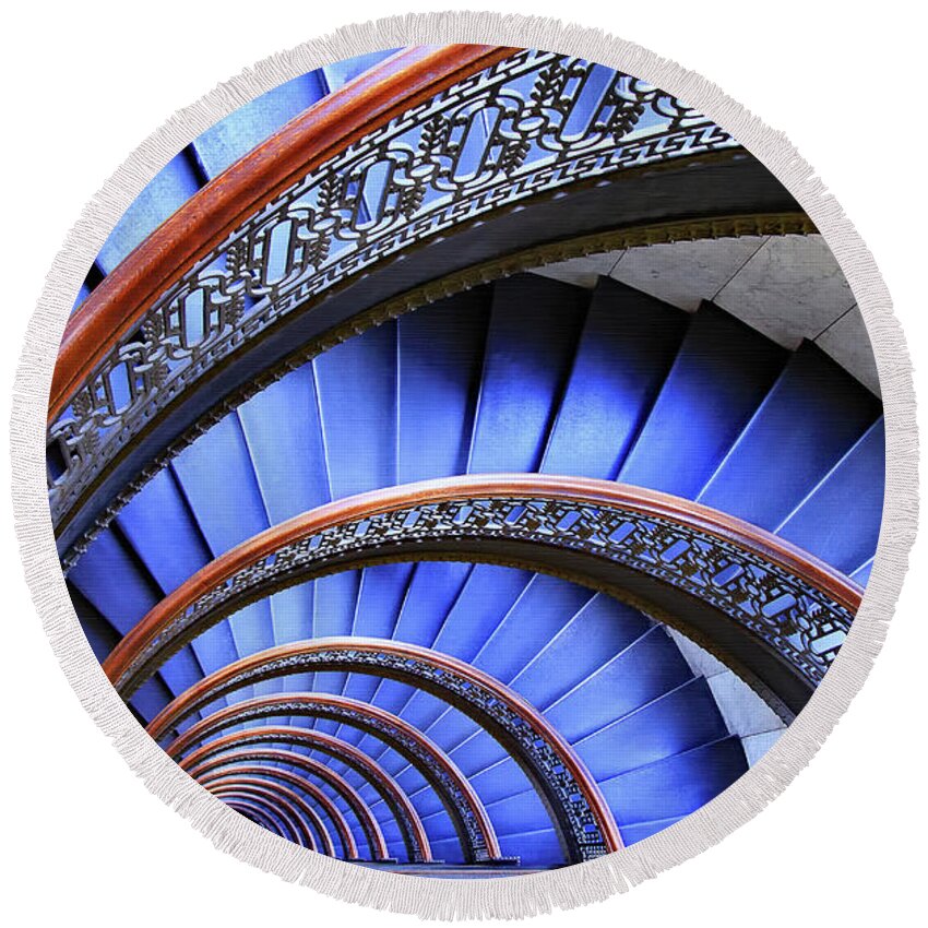 Stairs Round Beach Towel featuring the photograph Escape by Iryna Goodall