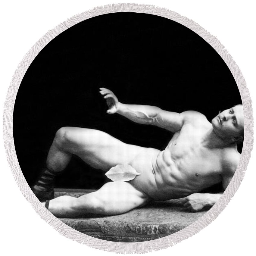 Erotica Round Beach Towel featuring the photograph Eugen Sandow, Father Of Modern #17 by Science Source