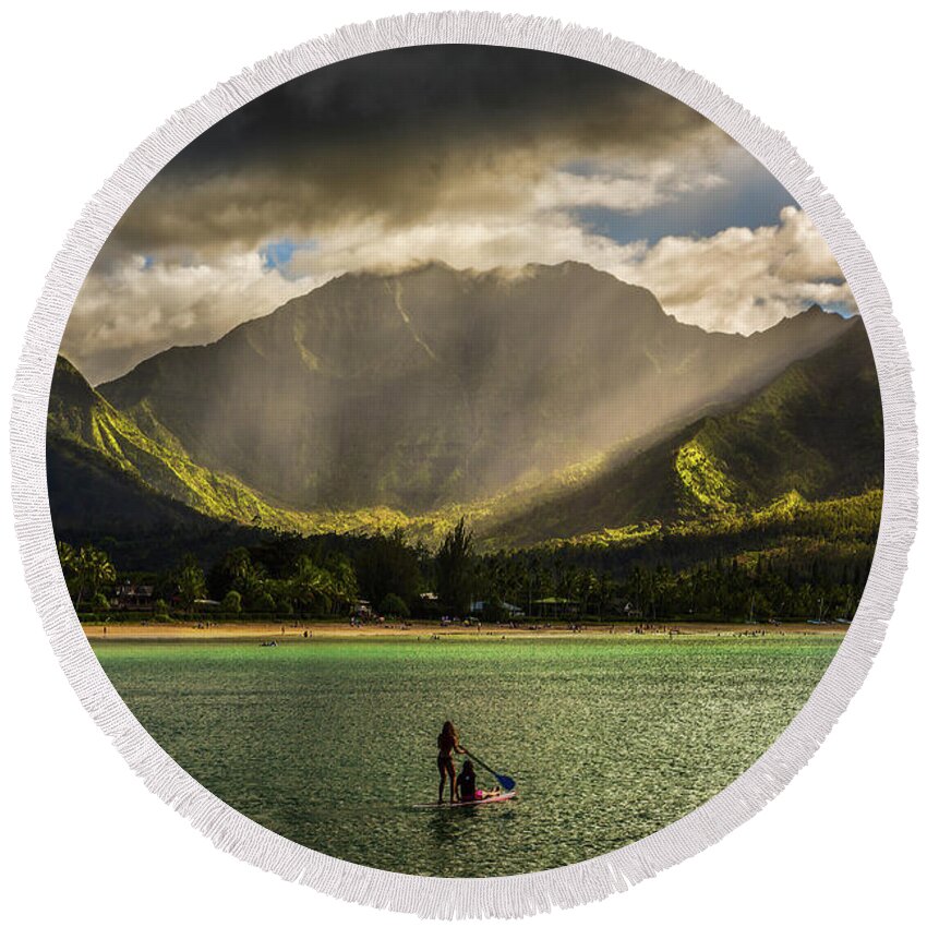 Hanalei Round Beach Towel featuring the photograph Facing the Storm by Robert FERD Frank