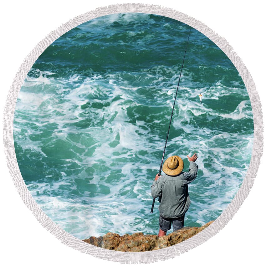 2017 Round Beach Towel featuring the photograph Fishing on Mutton Bird Island #1 by Andrew Michael