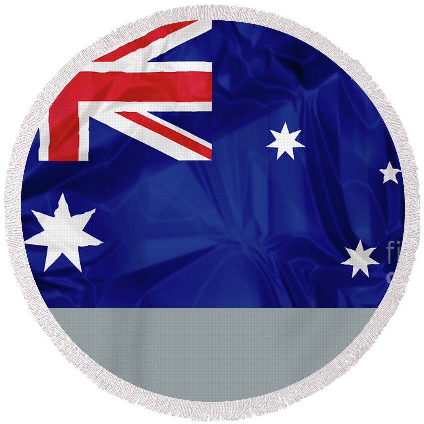 Flag Round Beach Towel featuring the digital art Flag of Australia #1 by Benny Marty