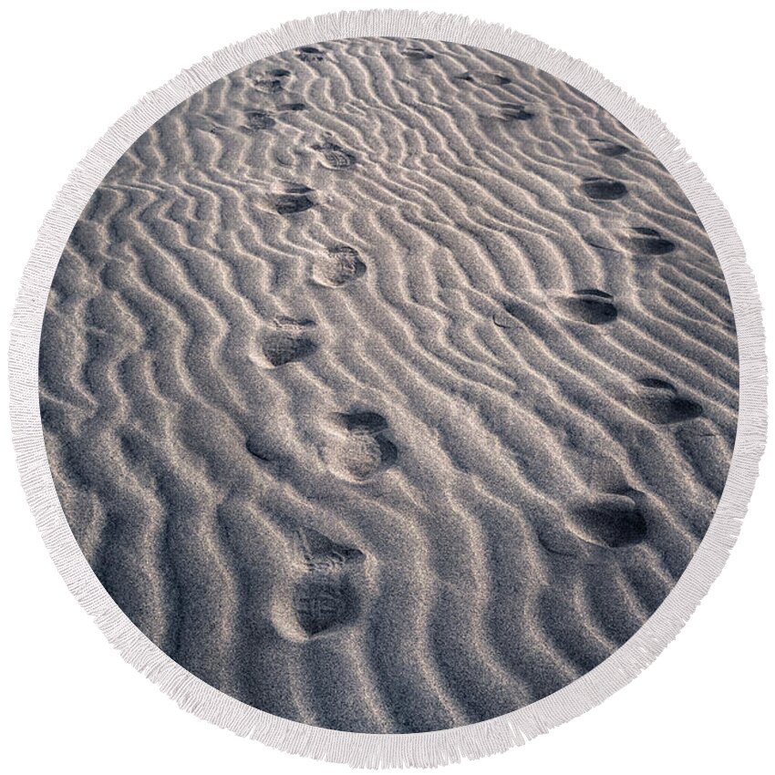 Footprint Round Beach Towel featuring the photograph Footprints #1 by Joana Kruse