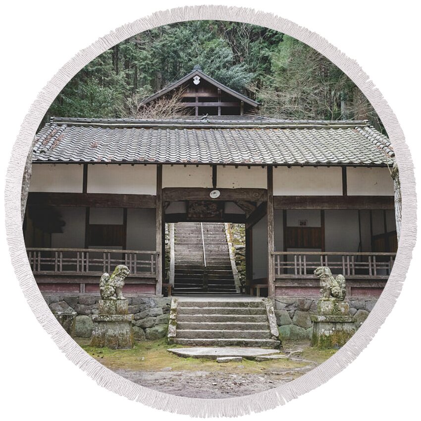 Shrine Round Beach Towel featuring the photograph Forrest Shrine, Japan by Perry Rodriguez