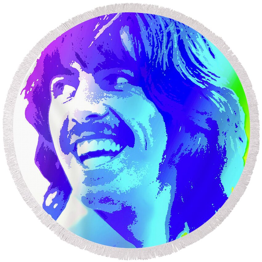 George Harrison Round Beach Towel featuring the digital art George Harrison #2 by Greg Joens